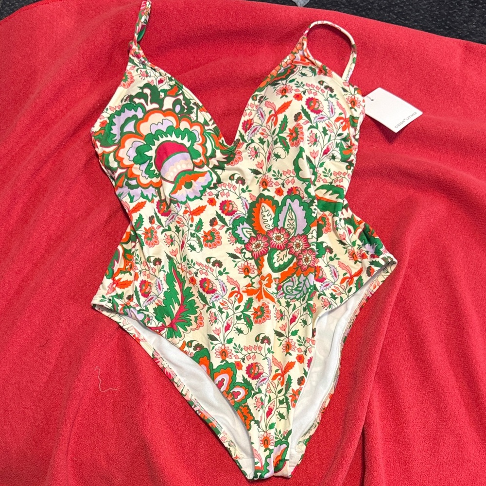 Gibson Floral Swimsuit with Red and Green Accents
